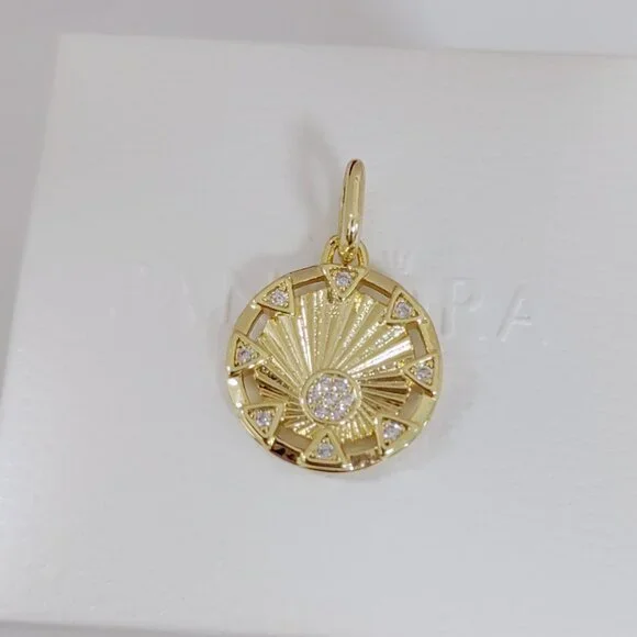 Pandora ME Power of the Light Sun Medallion Charm Gold Plated with box